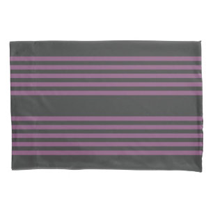 Mauve purple and charcoal five stripes pattern pillowcase
