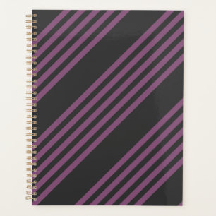 Mauve purple and charcoal five stripes pattern planner
