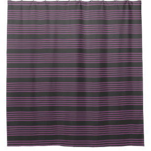 Mauve purple and charcoal five stripes pattern shower curtain