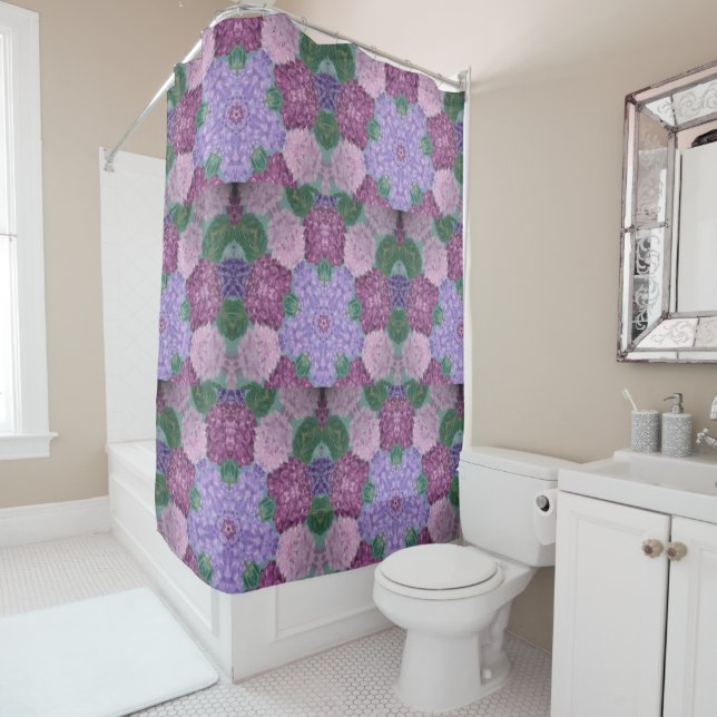 Mauve Purple And Pink Hydrangea Shower Curtain (In Situ)