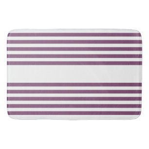 Mauve purple and white five stripes pattern bath mat