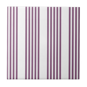 Mauve purple and white five stripes pattern ceramic tile