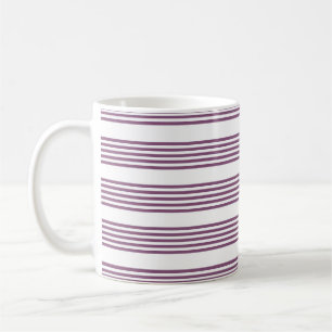 Mauve purple and white five stripes pattern coffee mug