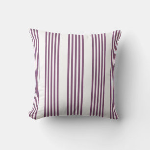 Mauve purple and white five stripes pattern cushion