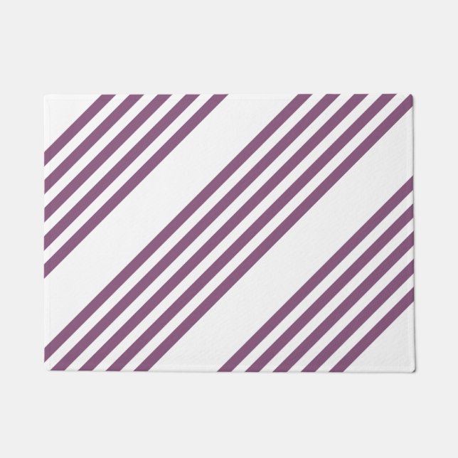 Mauve purple and white five stripes pattern doormat (Front)