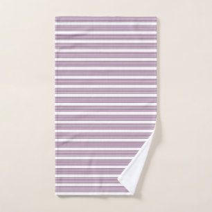 Mauve purple and white five stripes pattern hand towel