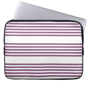 Mauve purple and white five stripes pattern laptop sleeve