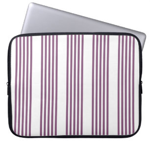 Mauve purple and white five stripes pattern laptop sleeve