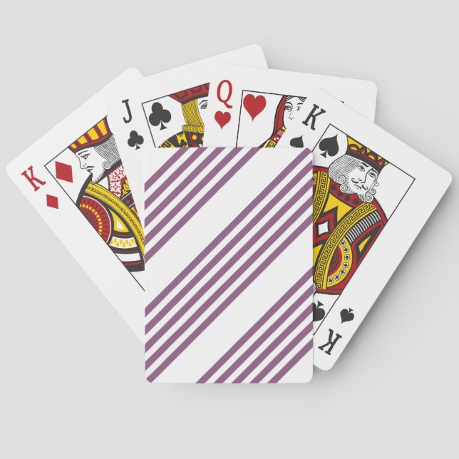 Mauve purple and white five stripes pattern playing cards (Back)