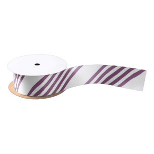 Mauve purple and white five stripes pattern satin ribbon