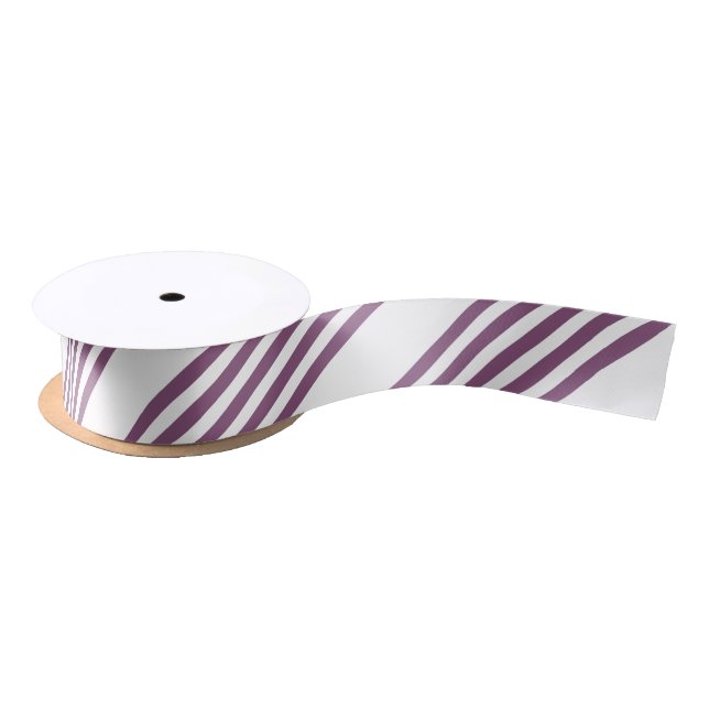 Mauve purple and white five stripes pattern satin ribbon (Spool)