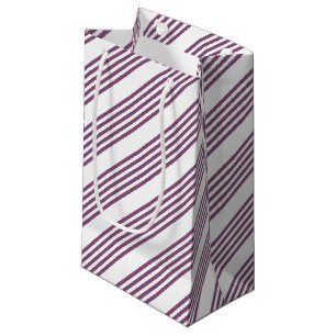 Mauve purple and white five stripes pattern small gift bag