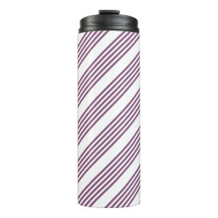 Mauve purple and white five stripes pattern thermal tumbler