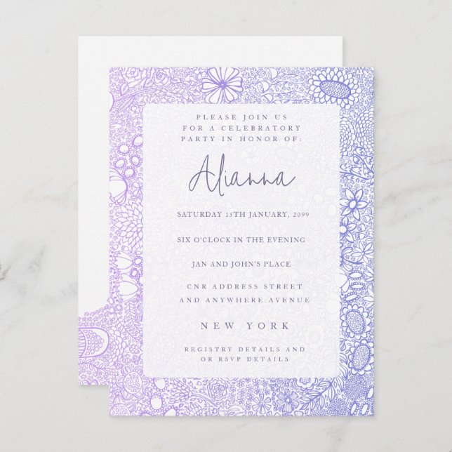 Mauve Purple Any Special Occasion Party Invite Postcard (Front/Back)