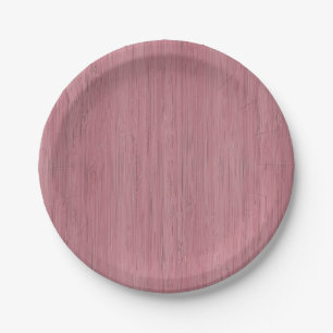 Mauve Purple Bamboo Wood Grain Look Paper Plate