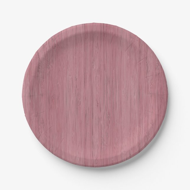 Mauve Purple Bamboo Wood Grain Look Paper Plate (Front)