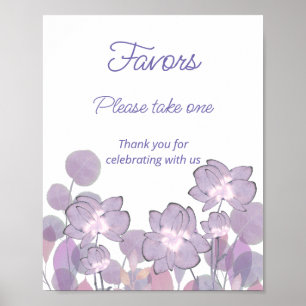 Mauve purple blush floral Favours please take one Poster