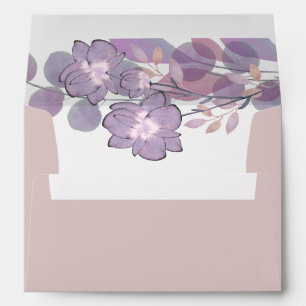 Mauve purple blush floral watercolor envelope