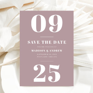 Mauve Purple Bold Typography Save the Date