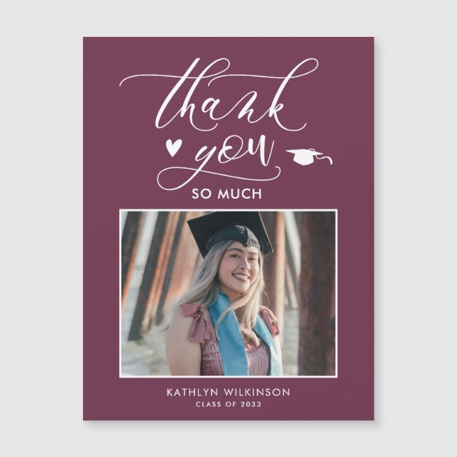 Mauve Purple Elegant Script Graduation Thank You (Front)