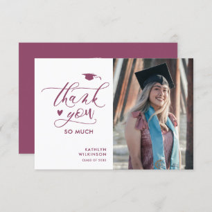 Mauve Purple Elegant Script Minimalist Graduation Thank You Card