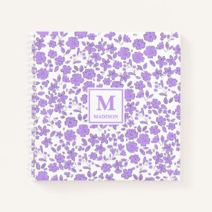 mauve purple Floral Monogram Apron Notebook