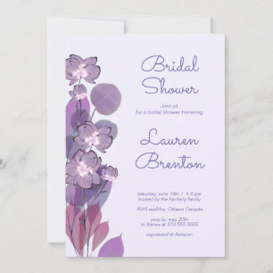 Mauve purple periwinkle floral Bridal Shower Invitation