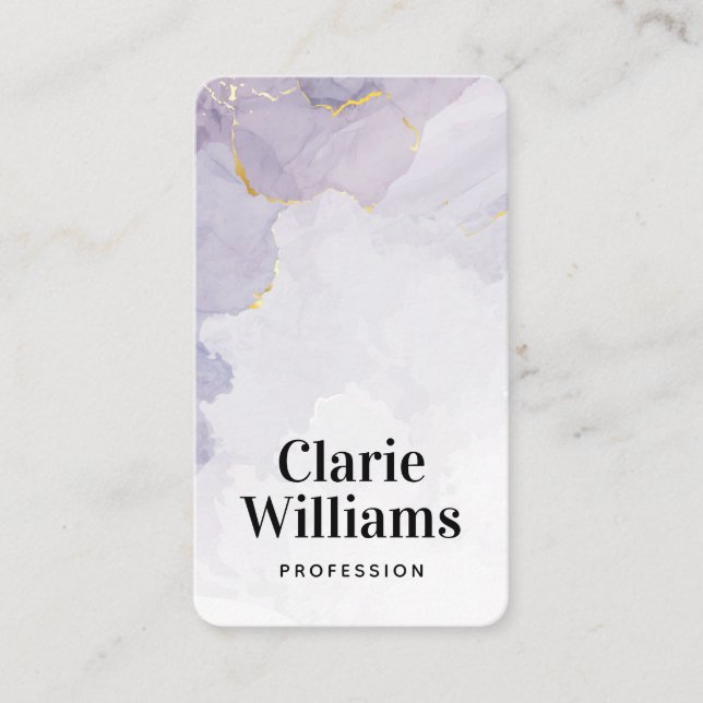 Mauve Purple Watercolor Fluid Modern  Business Card (Front)