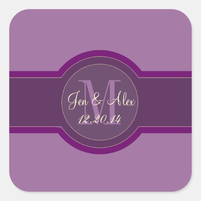 Mauve Purple Wedding Favour Stickers (Front)