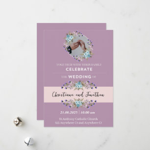Mauve Purple Wedding Invitation