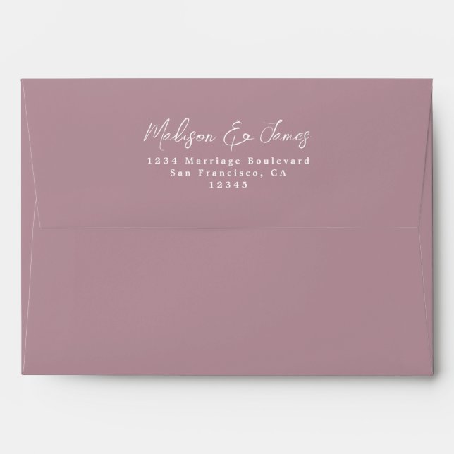 Mauve Purple Wedding Return Address Envelope (Back (Top Flap))