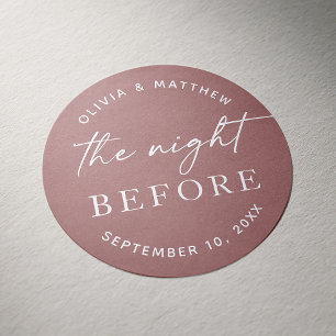Mauve Rehearsal Dinner   Fall Wedding Night Before Classic Round Sticker