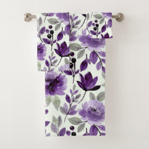 Mauve Rich Purple Trendy Mint Bath Towel Set