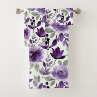 Mauve Rich Purple Trendy Mint Bath Towel Set