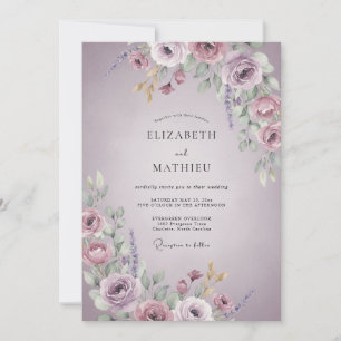 Mauve Romantic Bloom Wedding Invitation