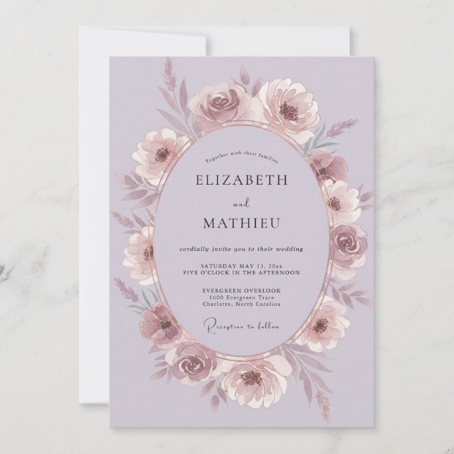 Mauve Romantic Blossom Wedding Invitation (Front)
