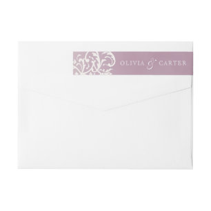 Mauve romantic vintage wedding return address wrap around label
