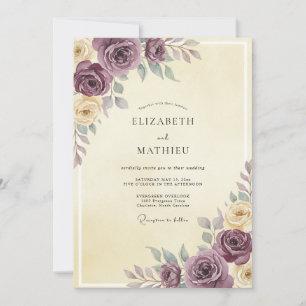 Mauve Rose Cream Wedding Invitation