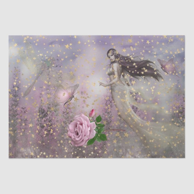 Mauve Rose on Fantasy Background Tissue Paper (Front)