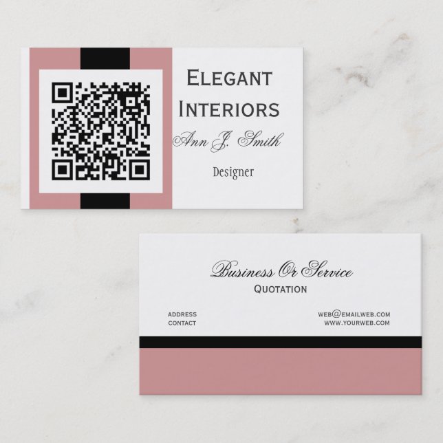 Mauve Rose Pink  QR Code Technology Design Business Card (Front/Back)