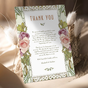 Mauve Rose Thank You Card Vintage Nouveau Mucha