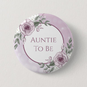 Mauve Roses, Auntie to be, Baby Shower    6 Cm Round Badge