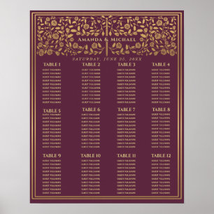Mauve Royal Mediaeval Sword Wedding Seating Chart