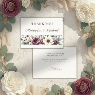 Mauve & Sage Floral Wedding RSVP Card