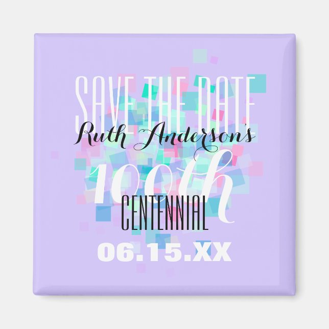 Mauve Save the date Centennial Personalized Magnet (Front)