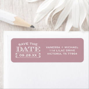 Mauve Save the Date Wedding Return Address Return Address Label