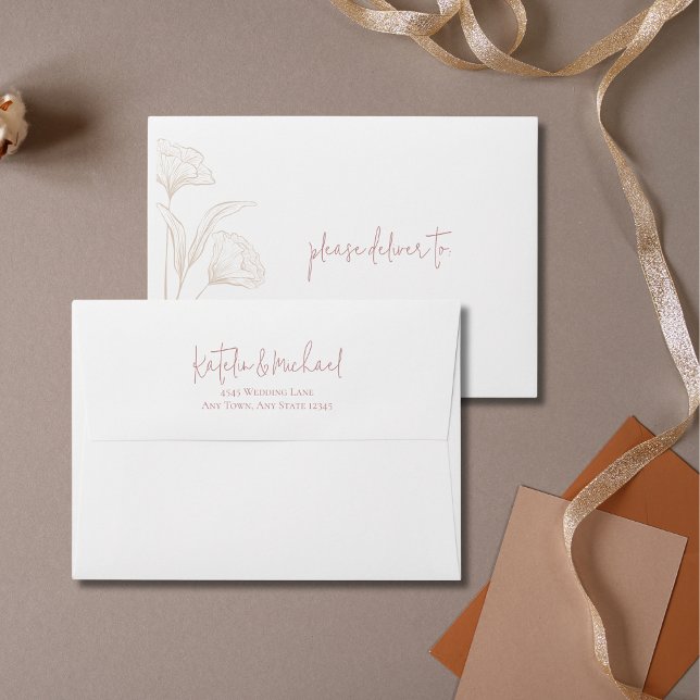 Mauve Script Wedding Invitation Envelope (Creator Uploaded)