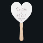 Mauve Script Wedding Program Heart Hand Fan<br><div class="desc">This stylish wedding program can be personalized with your special wedding day information featuring chic modern typography. Designed by Thisisnotme©</div>