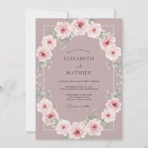 Mauve Serene Floral Spring Wedding Invitation