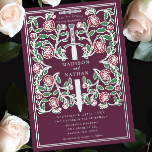 Mauve Silver Royal Sword Medieval Fantasy Wedding